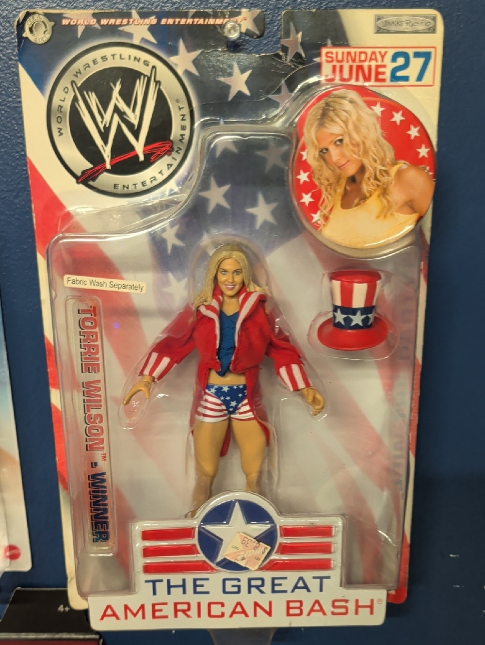 WWE Torrie Wilson Patriotic Red, White & Blue Figure with Uncle Sam Hat